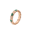 Bulgari Serpenti Viper 356758 18 kt rose gold thin ring set with malachite elements and pavé diamonds 1