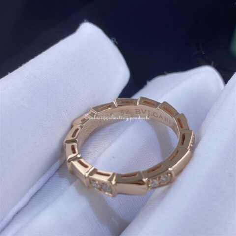 Bulgari Serpenti Viper 353277 band ring in 18 kt rose gold set with demi-pavé diamonds 7