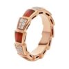Bulgari Serpenti 353354 Viper band Ring in 18 kt rose gold with carnelian and pavé diamonds Width 6 mm 1