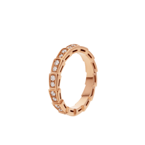 Bulgari 349719 Serpenti Viper band ring in 18 kt white gold set with demi pavé diamonds 1