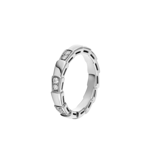 Bulgari Serpenti Viper 353403 band ring in 18 kt white gold set with demi pavé diamonds 1