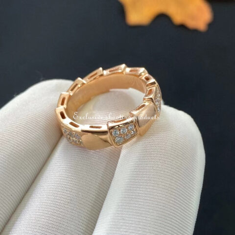 Bulgari Serpenti Viper AN857928 band ring in 18 kt white gold set with demi pavé diamonds 5