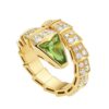 Bulgari Serpenti AN856157 Viper one-coil ring in 18 kt yellow gold set with peridot elements and pavé diamonds 1