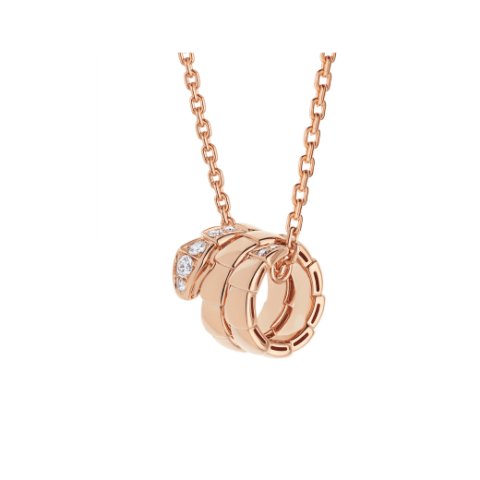 Bulgari Serpenti Viper 357794 pendant necklace in 18 kt rose gold set with demi-pavé diamonds 1