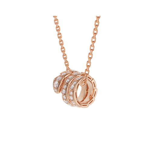 Bulgari Serpenti Viper 357795 pendant necklace in 18 kt rose gold set with pavé diamonds 1