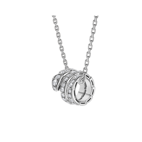 Bulgari Serpenti Viper 357796 pendant necklace in 18 kt white gold set with pavé diamonds 1