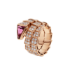 Bulgari Serpenti 347594 Viper two-coil ring in 18 kt rose gold set with full pavé diamonds and a rubellite on the head 1
