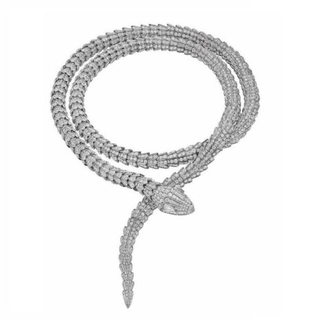 Bulgari Serpenti 261226 necklace in white gold paved diamond luxury necklace high jewelry 1
