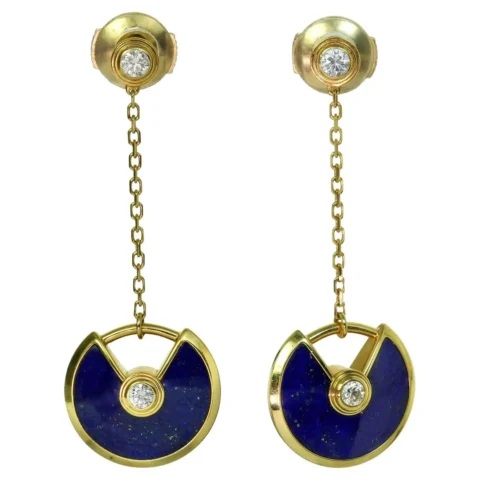 Cartier Earrings Amulette De Cartier Lapis Lazuli Diamond Yellow Gold Earrings 1