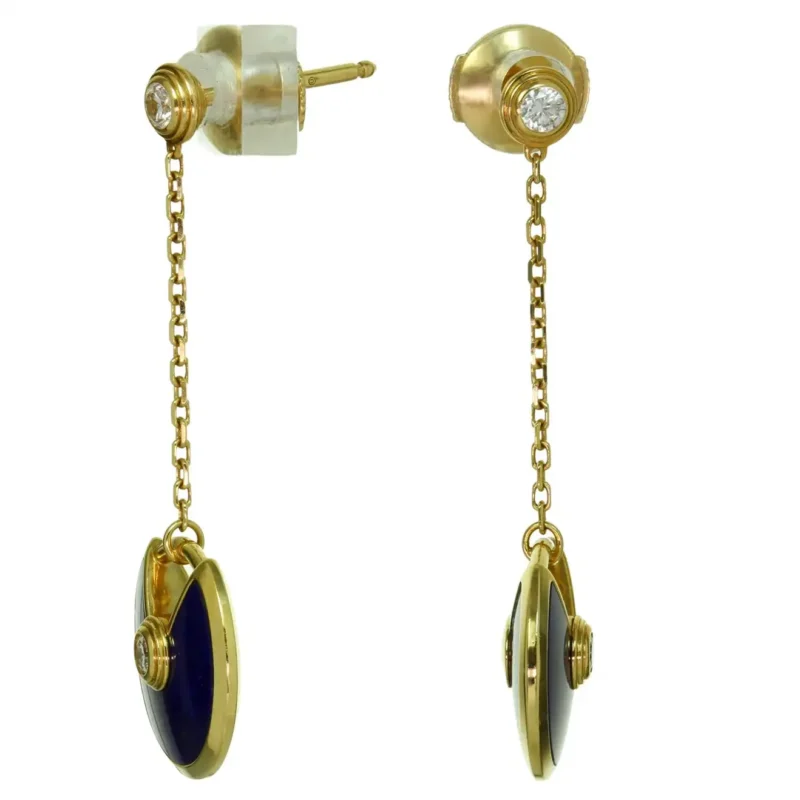 Cartier Earrings Amulette De Cartier Lapis Lazuli Diamond Yellow Gold Earrings 6