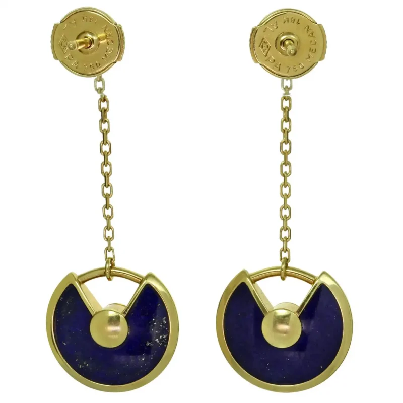 Cartier Earrings Amulette De Cartier Lapis Lazuli Diamond Yellow Gold Earrings 5