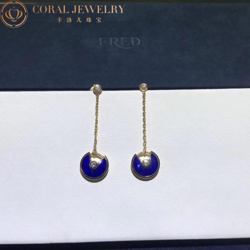 Cartier Earrings Amulette De Cartier Lapis Lazuli Diamond Yellow Gold Earrings 4