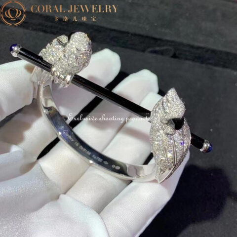 Cartier Les Oiseaux Libérés N6704717 Bracelet White Gold Emeralds Sapphires Onyx Black Ceramic Diamonds 7