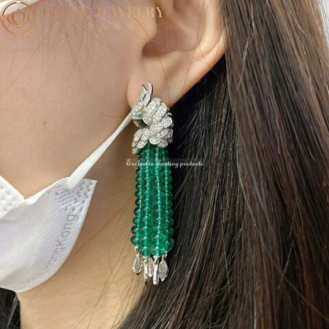 Cartier Les Oiseaux Libérés H8000129 Earrings White Gold Emeralds Diamonds 5