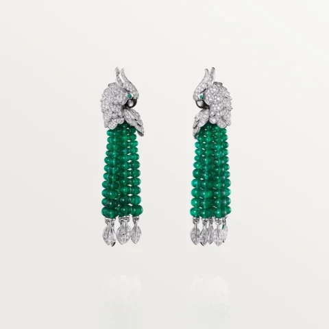 Cartier Les Oiseaux Libérés H8000129 Earrings White Gold Emeralds Diamonds 2