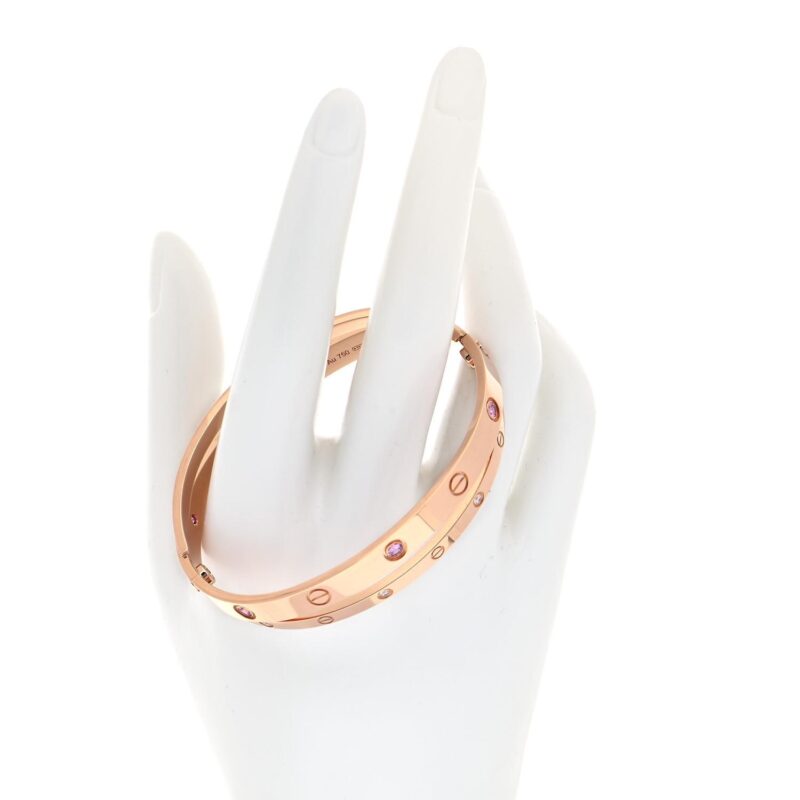 Cartier Love N6709617-1 Bracelet 12 Diamond Pink Sapphire Rose Gold 2