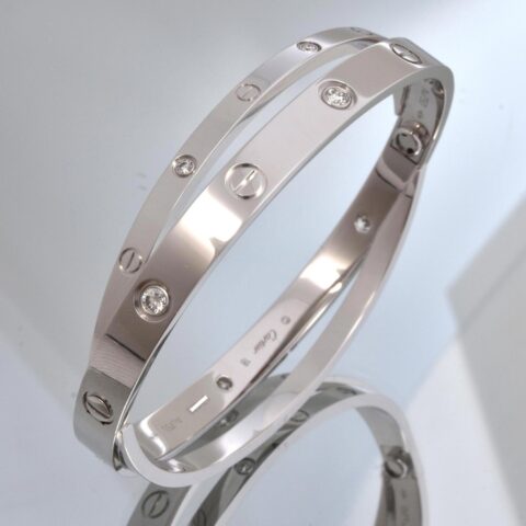 Cartier Love N6709617 Bracelet 12 Diamonds White Gold Half Diamond 2