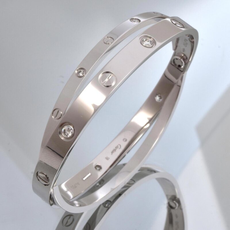 Cartier Love N6709617 Bracelet 12 Diamonds White Gold Half Diamond 2