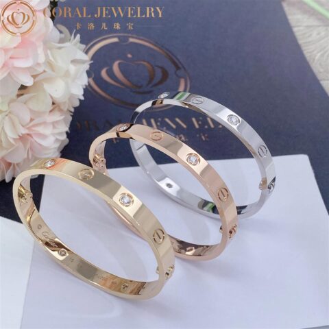 Cartier Love B6035817 Bracelet 4 Diamonds White Gold 8