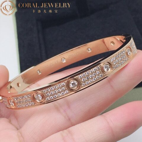 Cartier Love Bracelet N6033602 Diamond-paved Rose Gold 7