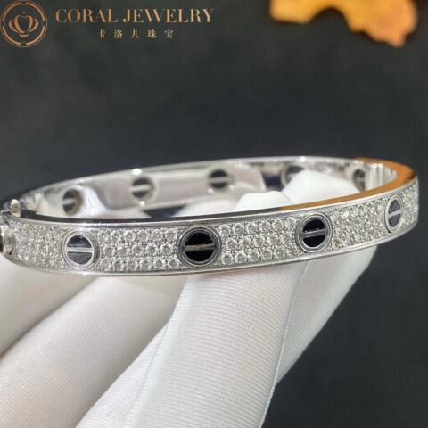 Cartier Love N6032417 Bracelet Diamond-paved White Gold Ceramic 17
