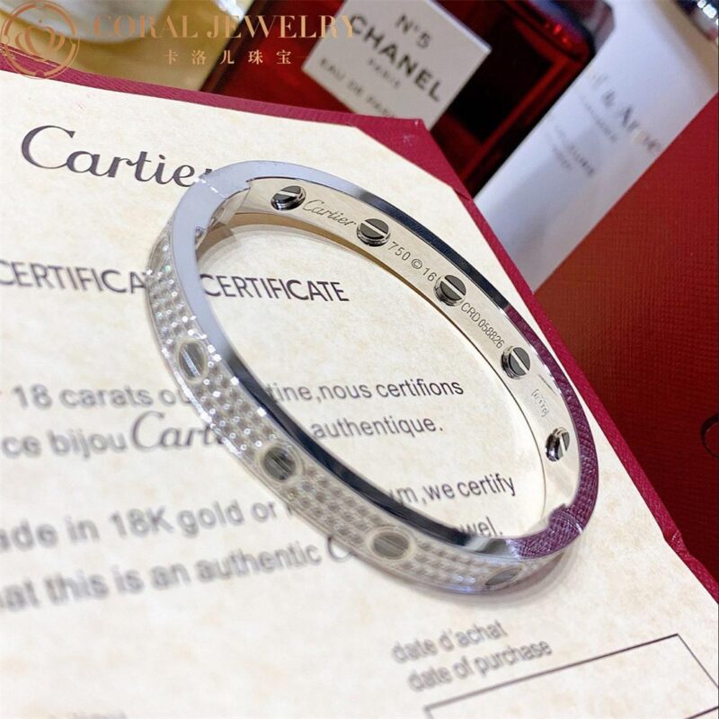 Cartier Love N6032417 Bracelet Diamond-paved White Gold Ceramic 9