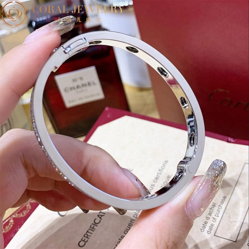 Cartier Love N6032417 Bracelet Diamond-paved White Gold Ceramic 5