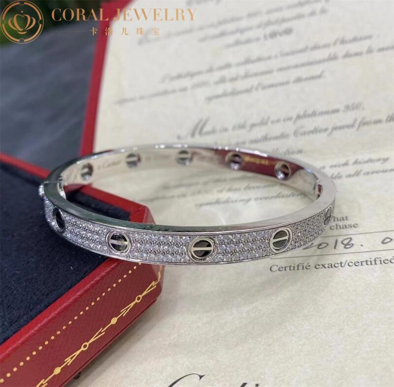 Cartier Love N6032417 Bracelet Diamond-paved White Gold Ceramic 15