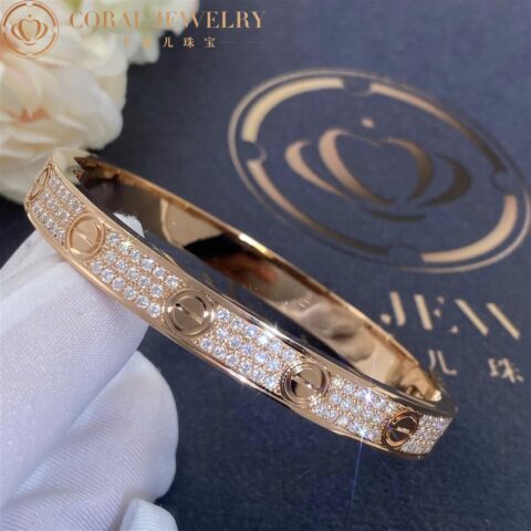 Cartier Love Bracelet N6036917 Rose Gold Pave Diamond 8