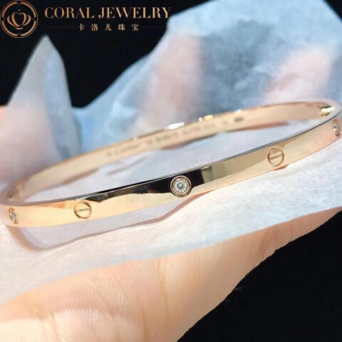 Cartier Love Bracelet B6047617 Small Model 6 Diamonds Rose Gold 9