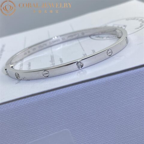 Cartier Love Bracelet B6047717 Small Model 6 Diamonds White Gold 7