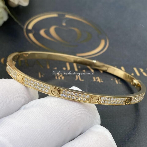 Cartier Love Bracelet N6710617 Small Model Paved Diamonds Yellow Gold 8