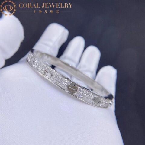 Cartier Love N6035017 Bracelet White Gold Pave Diamond 8