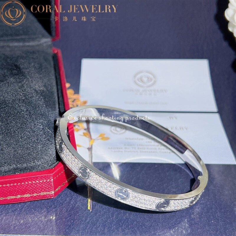 Cartier Love N6035017 Bracelet White Gold Pave Diamond 5