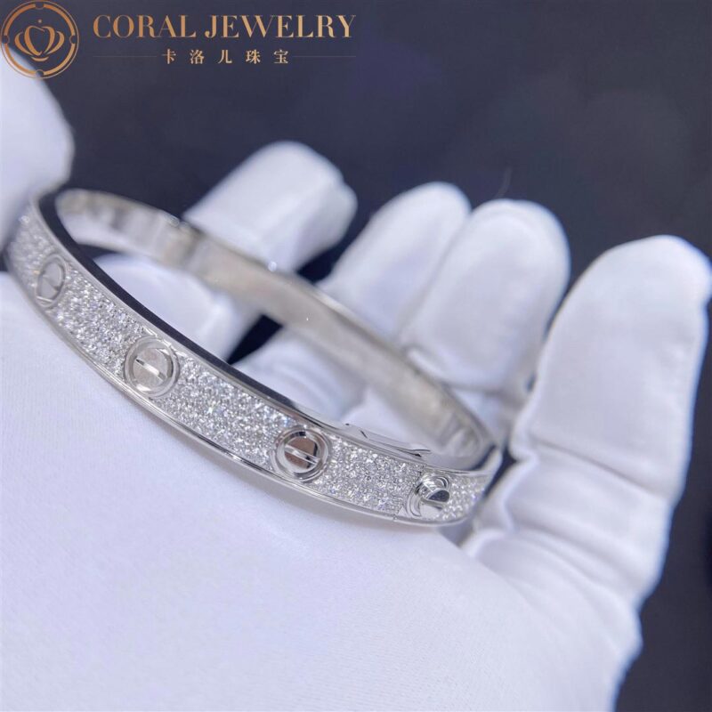 Cartier Love N6035017 Bracelet White Gold Pave Diamond 6