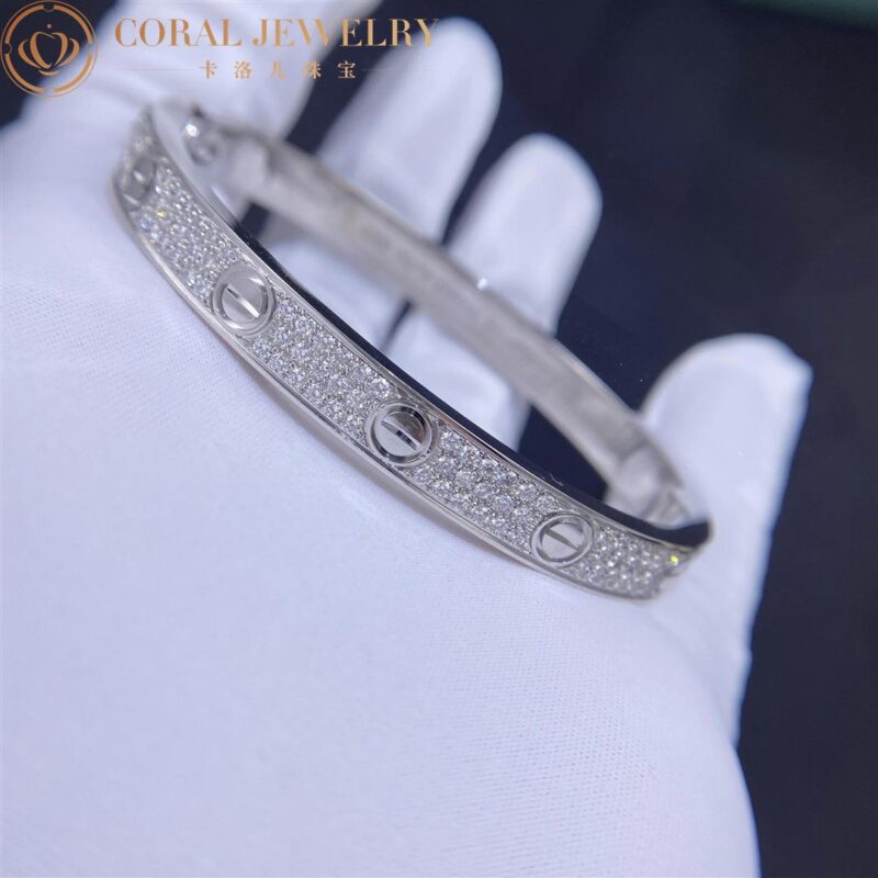 Cartier Love N6035017 Bracelet White Gold Pave Diamond 4