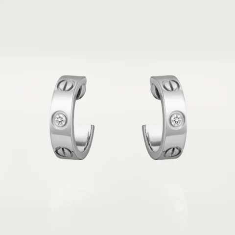 Cartier Love Earrings B8022800 2 Diamonds White Gold 1