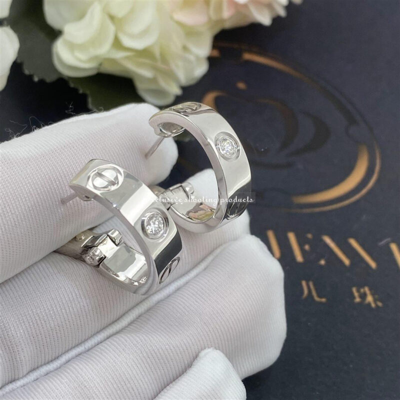 Cartier Love Earrings B8022800 2 Diamonds White Gold 4