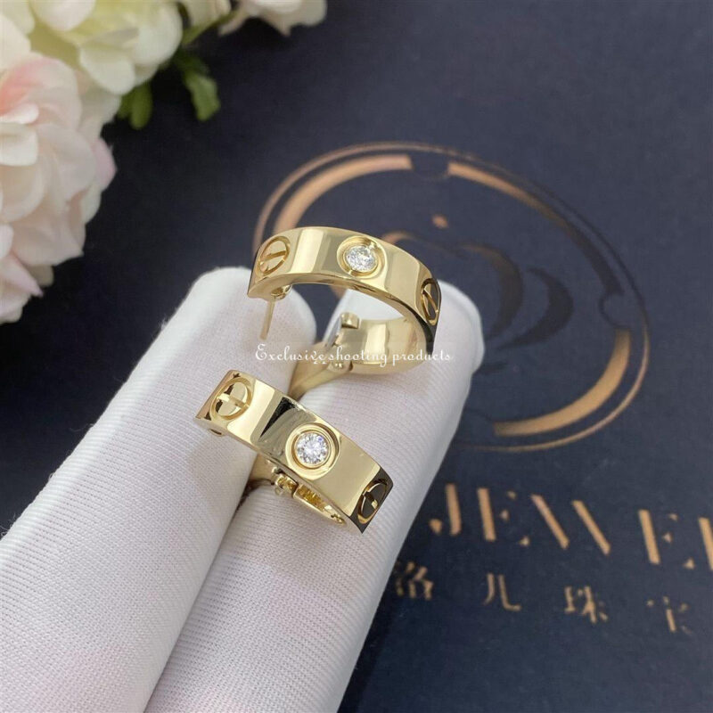 Cartier Love Earrings B8022800 2 Diamonds Yellow Gold 4