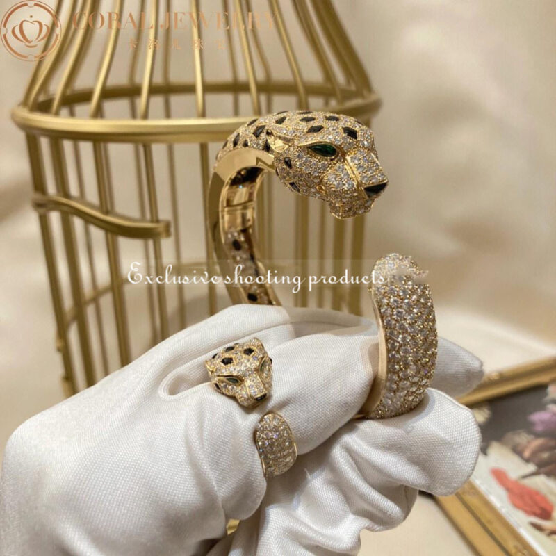Cartier Panthère De H6013117 Cartier Bracelet 18K Gold Diamond Onyx Emerald 5