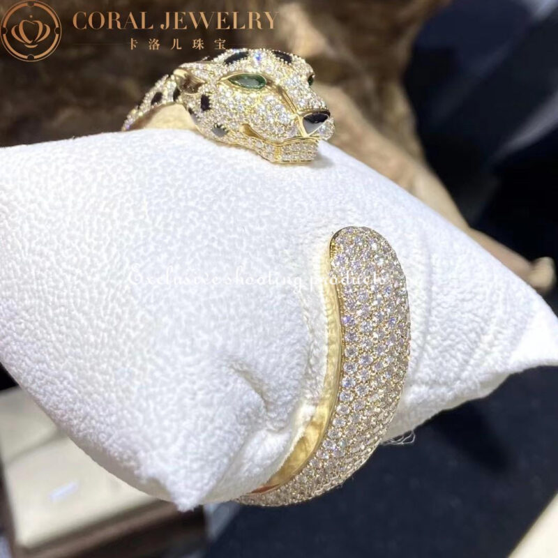 Cartier Panthère De H6013117 Cartier Bracelet 18K Gold Diamond Onyx Emerald 19