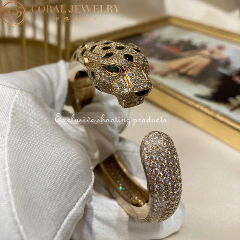 Cartier Panthère De H6013117 Cartier Bracelet 18K Gold Diamond Onyx Emerald 4
