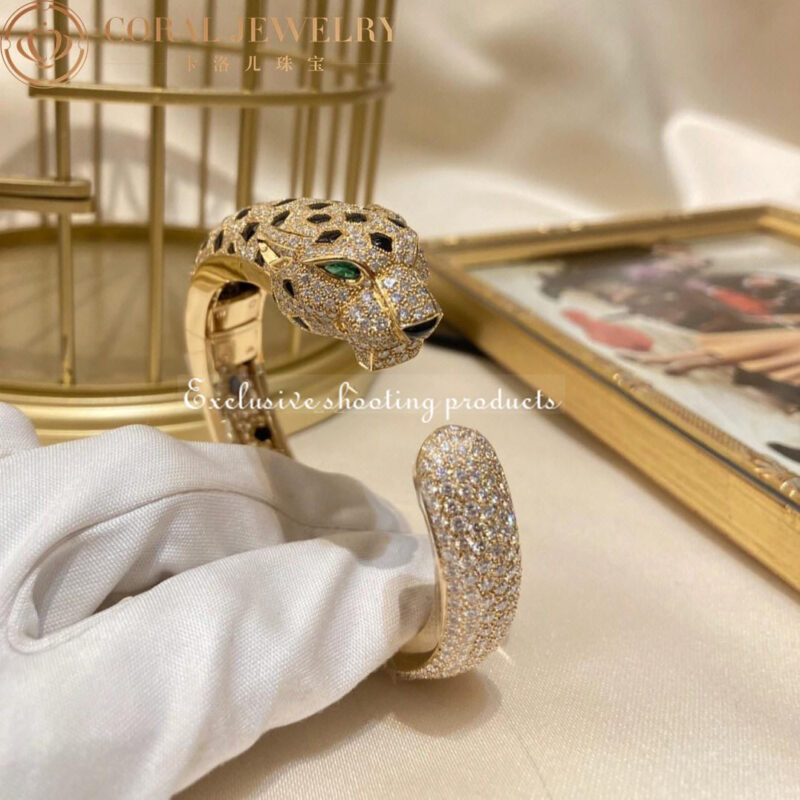 Cartier Panthère De H6013117 Cartier Bracelet 18K Gold Diamond Onyx Emerald 4