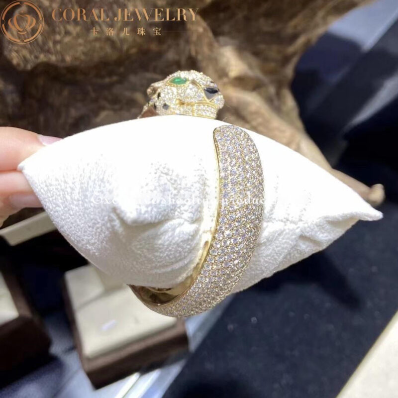 Cartier Panthère De H6013117 Cartier Bracelet 18K Gold Diamond Onyx Emerald 14