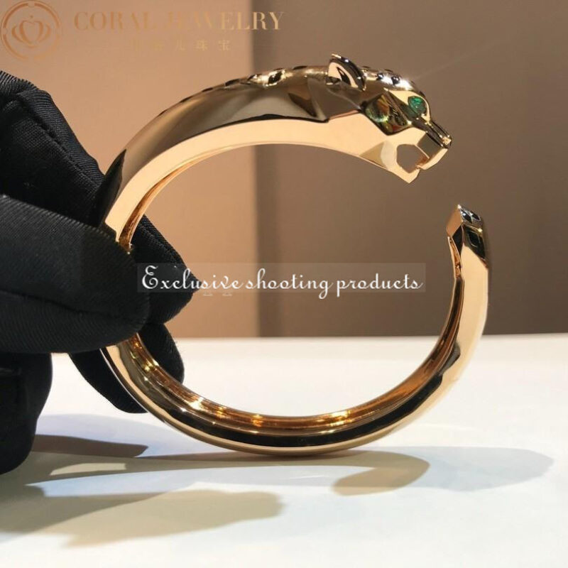 Cartier Panthère De N6710117 Cartier Bracelet 18K Rose Gold Black Lacquer. Tsavorite Garnets Onyx 6