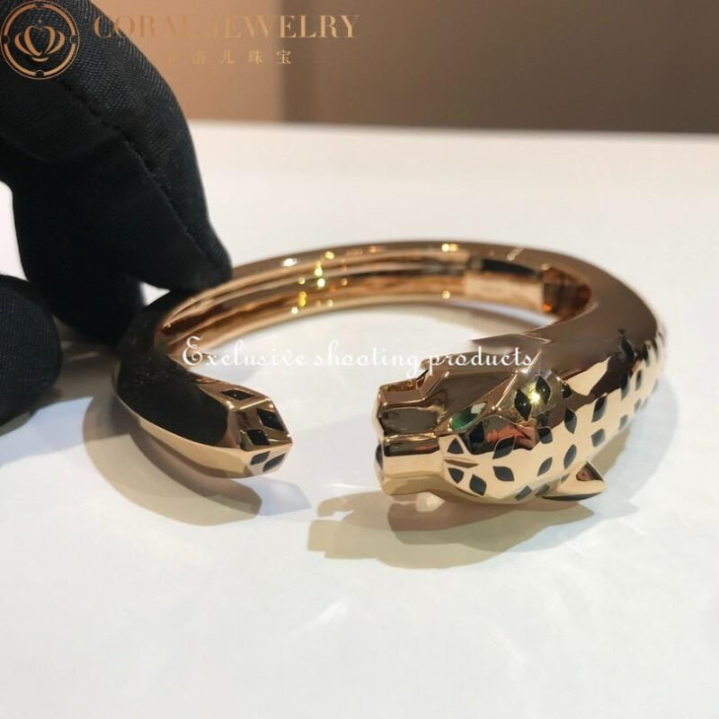 Cartier Panthère De N6710117 Cartier Bracelet 18K Rose Gold Black Lacquer. Tsavorite Garnets Onyx 4