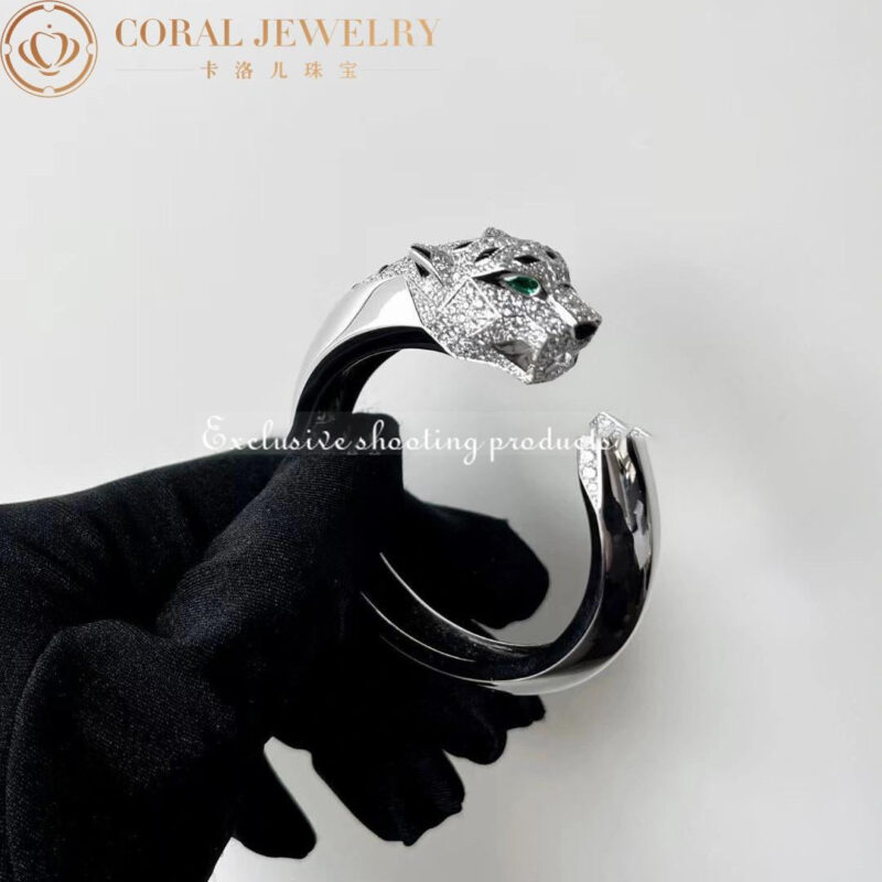 Cartier Panthère De N6034302 Cartier Bracelet 18K White Gold Diamond Onyx Emerald 5
