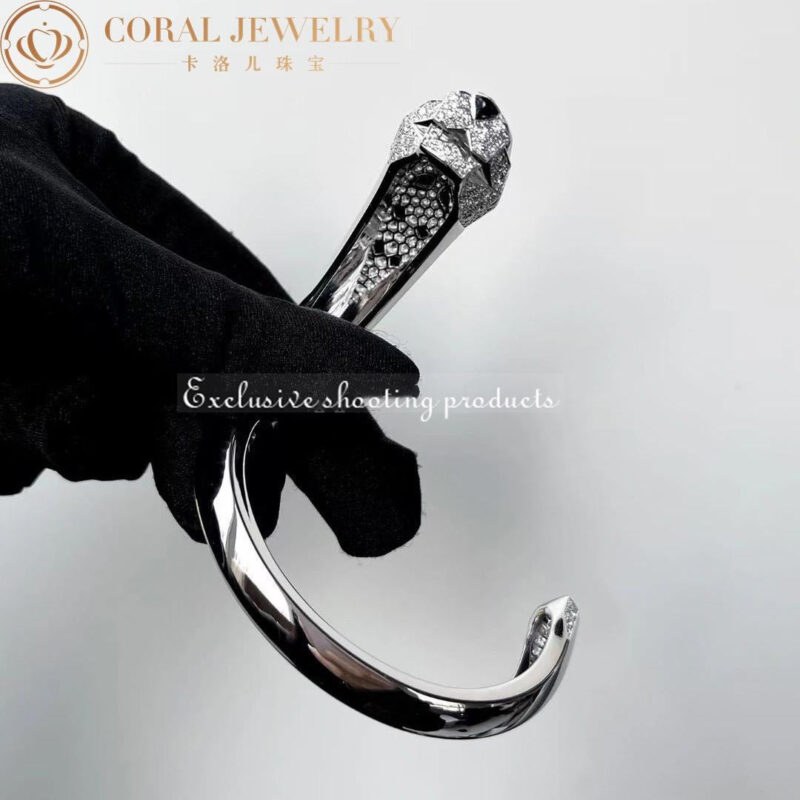 Cartier Panthère De N6034302 Cartier Bracelet 18K White Gold Diamond Onyx Emerald 4