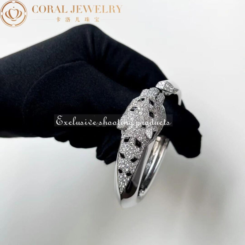 Cartier Panthère De N6034302 Cartier Bracelet 18K White Gold Diamond Onyx Emerald 3