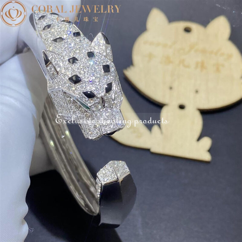 Cartier Panthère De N6034302 Cartier Bracelet 18K White Gold Diamond Onyx Emerald 11